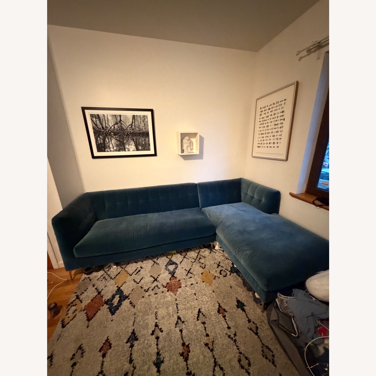 CB2 Holden Blue Velvet 2 Piece Sectional - image-2