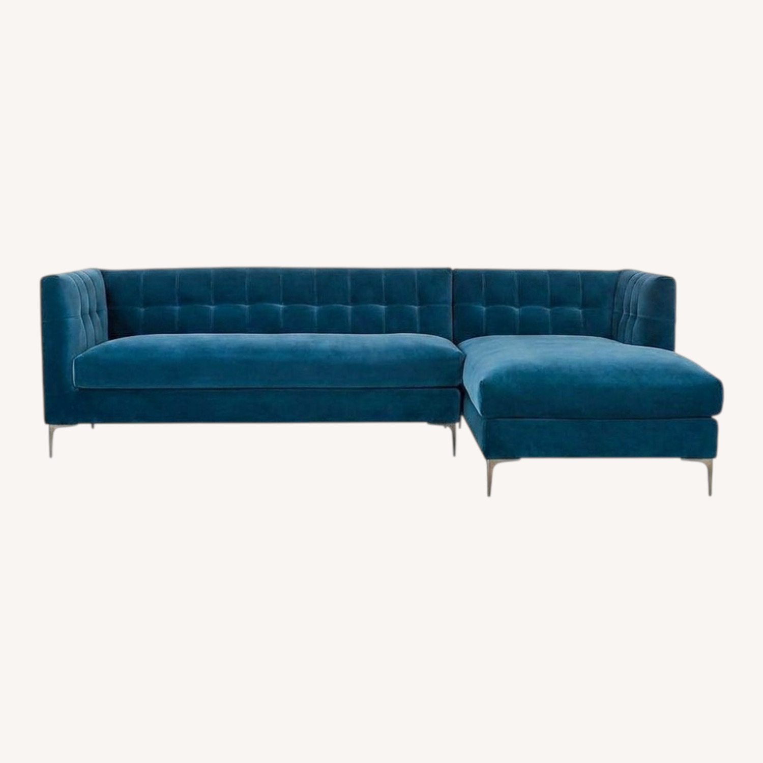 CB2 Holden Blue Velvet 2 Piece Sectional - image-0