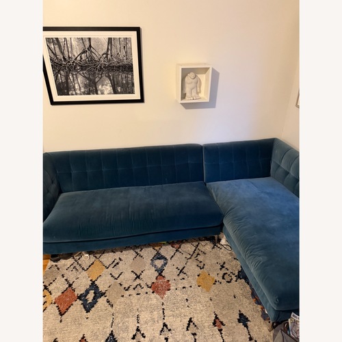 Used CB2 Holden Blue Velvet 2 Piece Sectional for sale on AptDeco