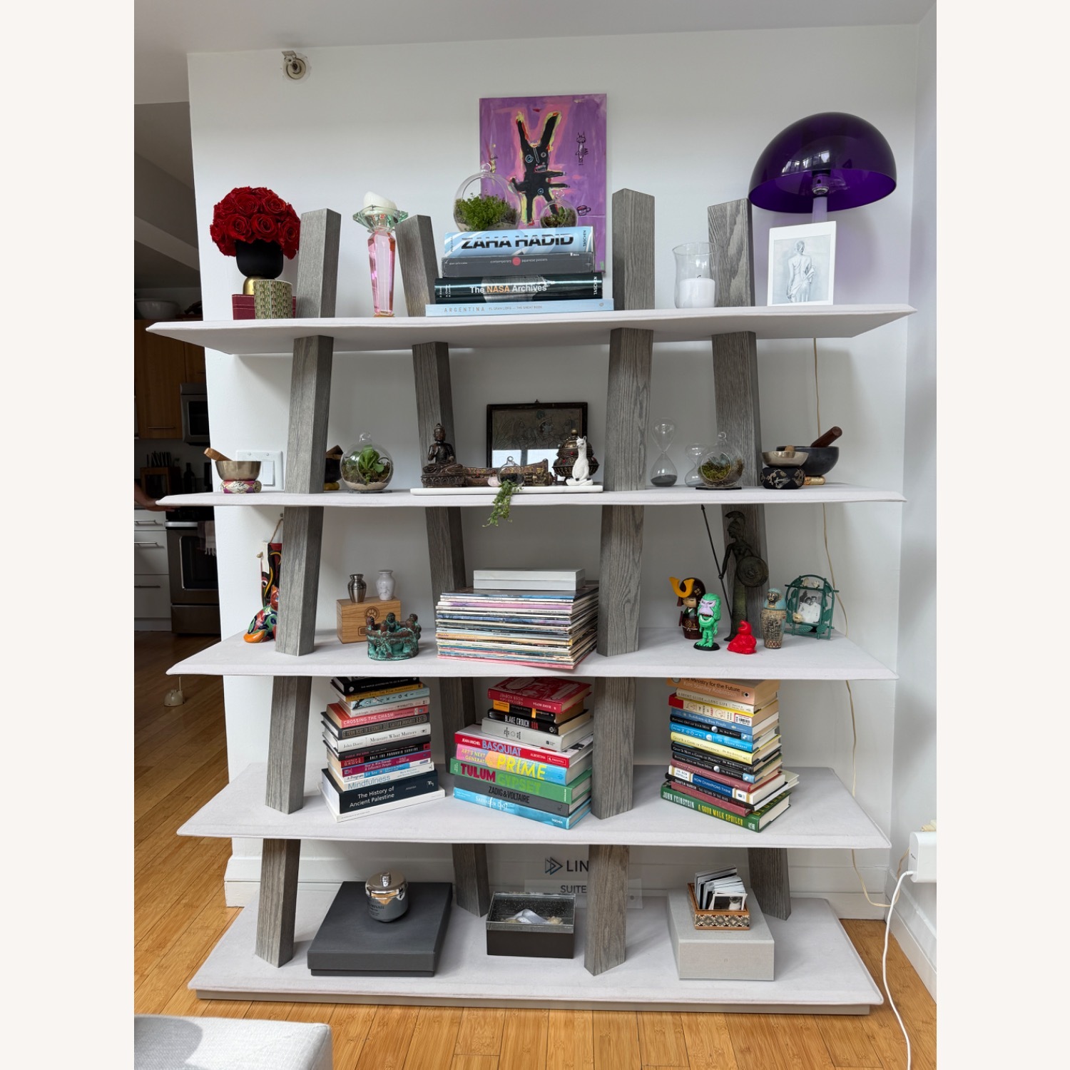 Safavieh Light Gray Velvet Bookcase - image-1