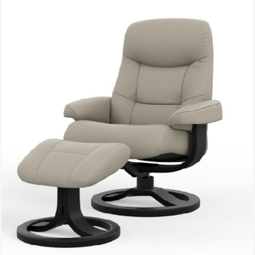 Used Fjords Muldal Light Gray Fabric Recliner & Ottoman for sale on AptDeco