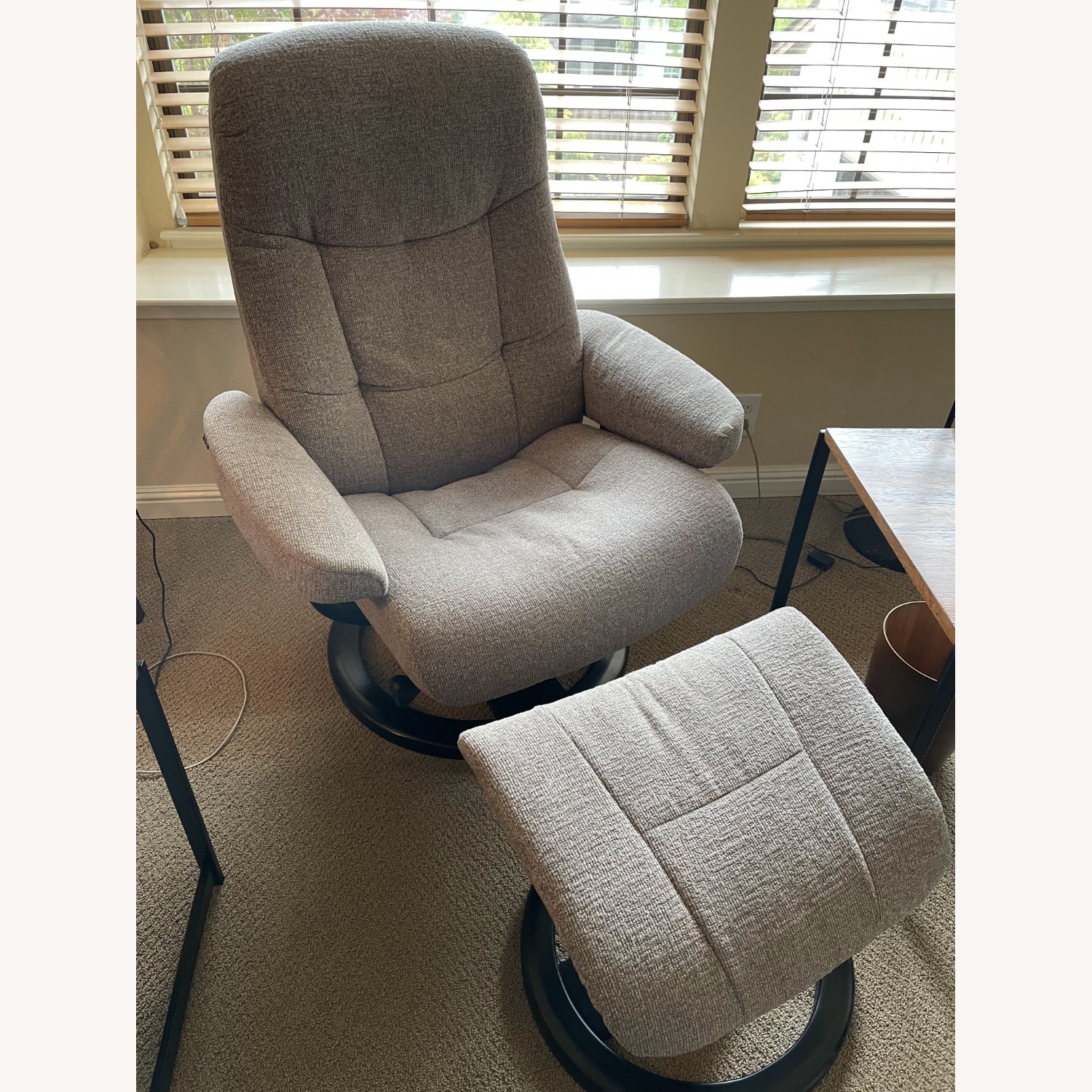 Fjords Muldal Light Gray Fabric Recliner & Ottoman - image-2