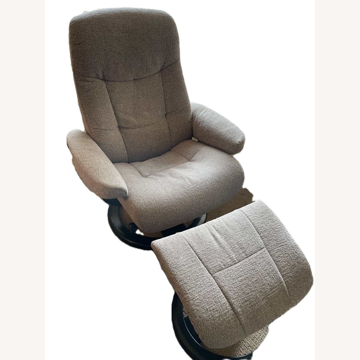 Fjords Muldal Light Gray Fabric Recliner & Ottoman - image-1