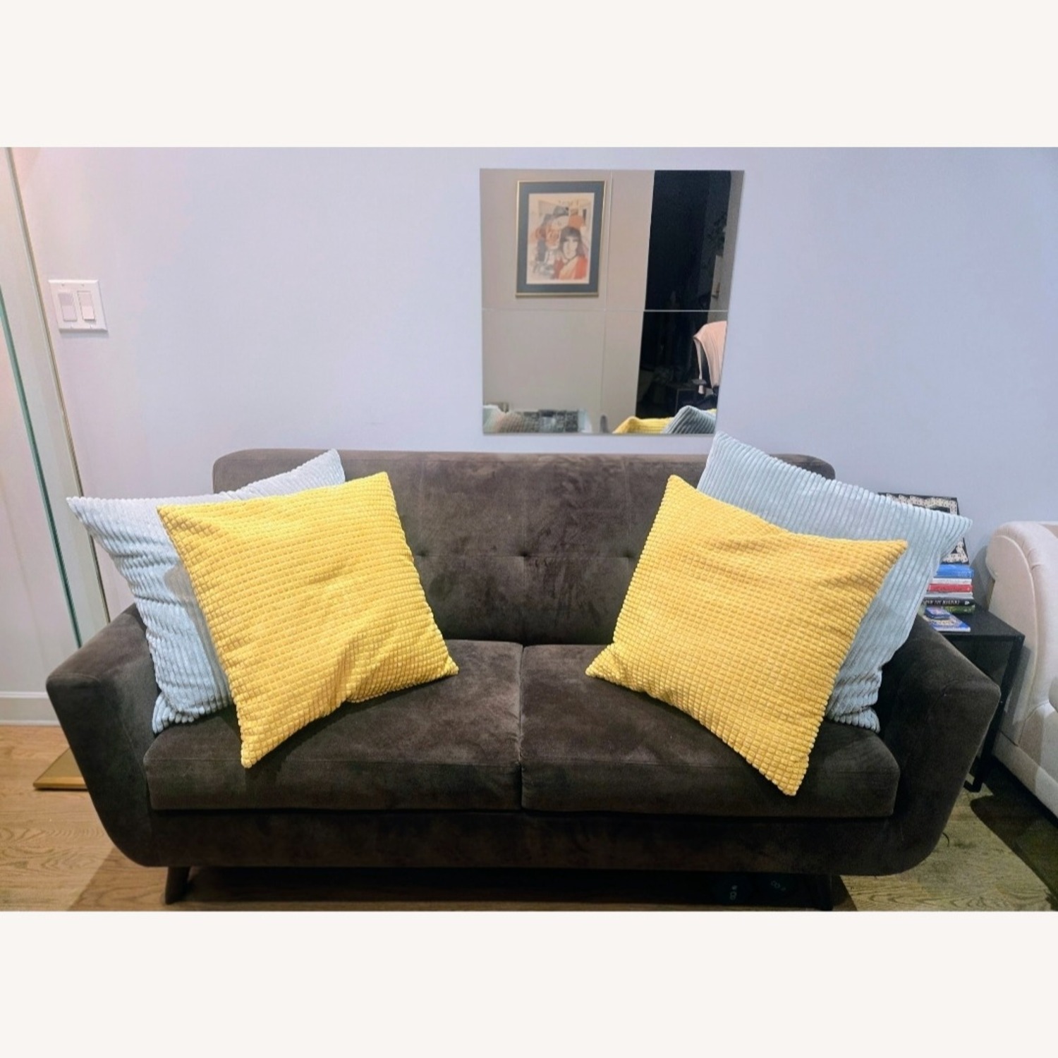 Vintage/Antique Dark Brown Velvet Loveseat - image-2