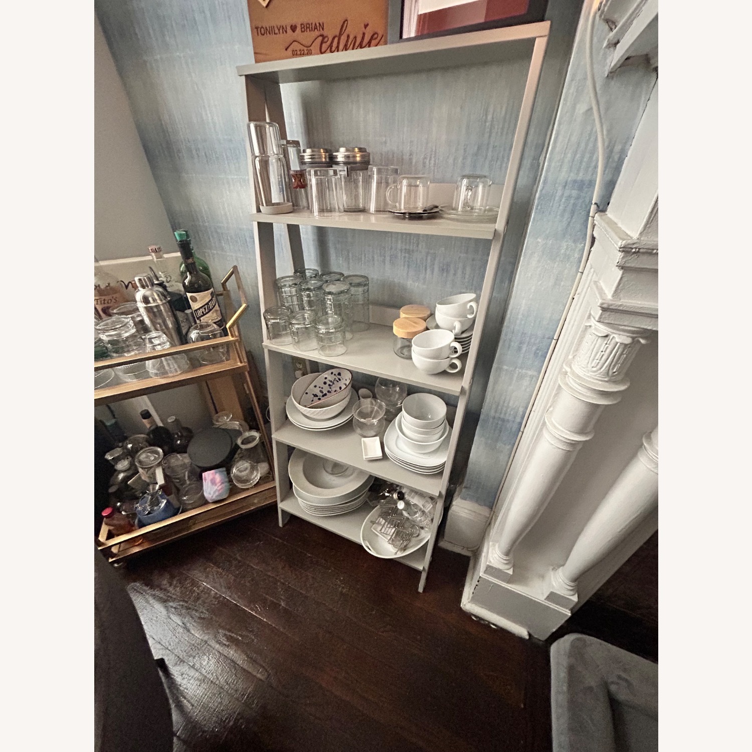 Light Gray Wood Bookcase - image-5