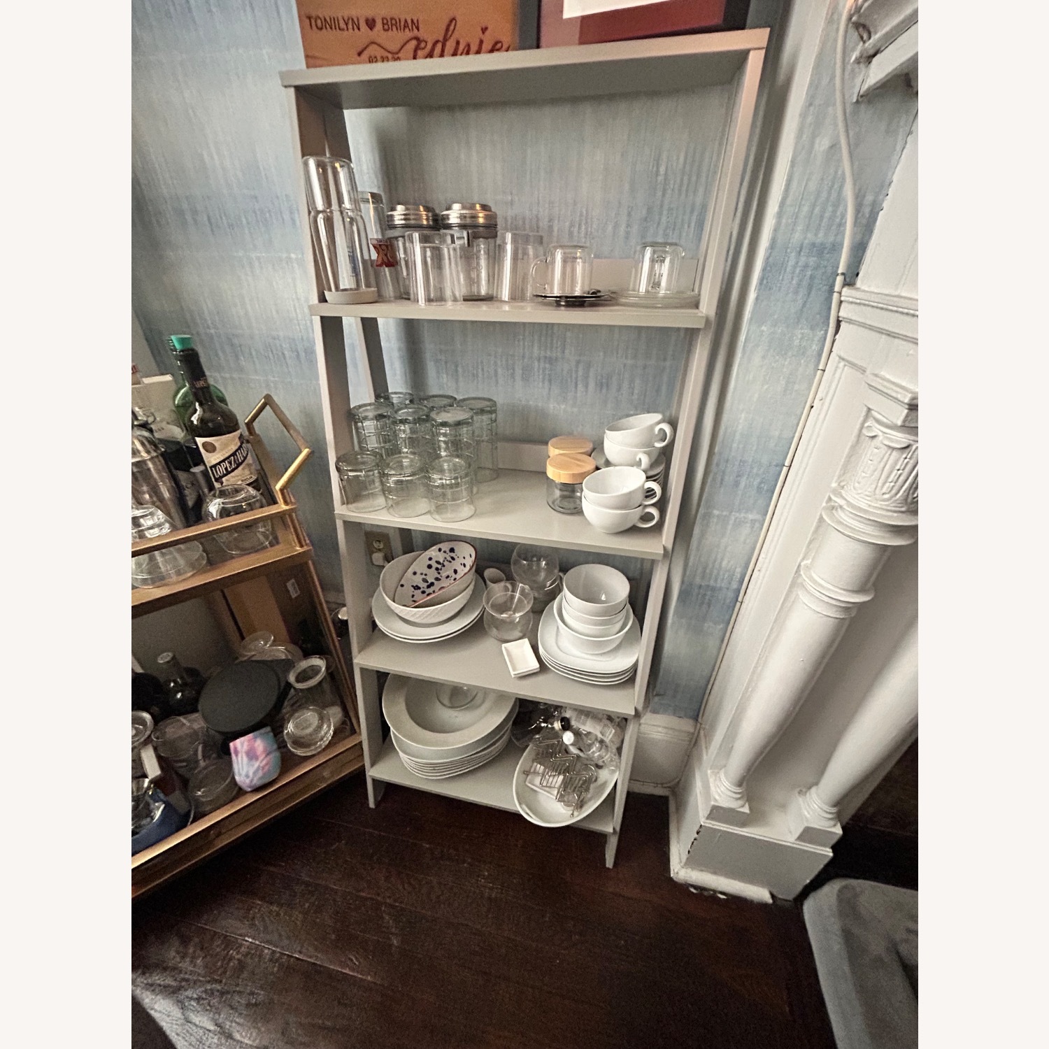 Light Gray Wood Bookcase - image-4