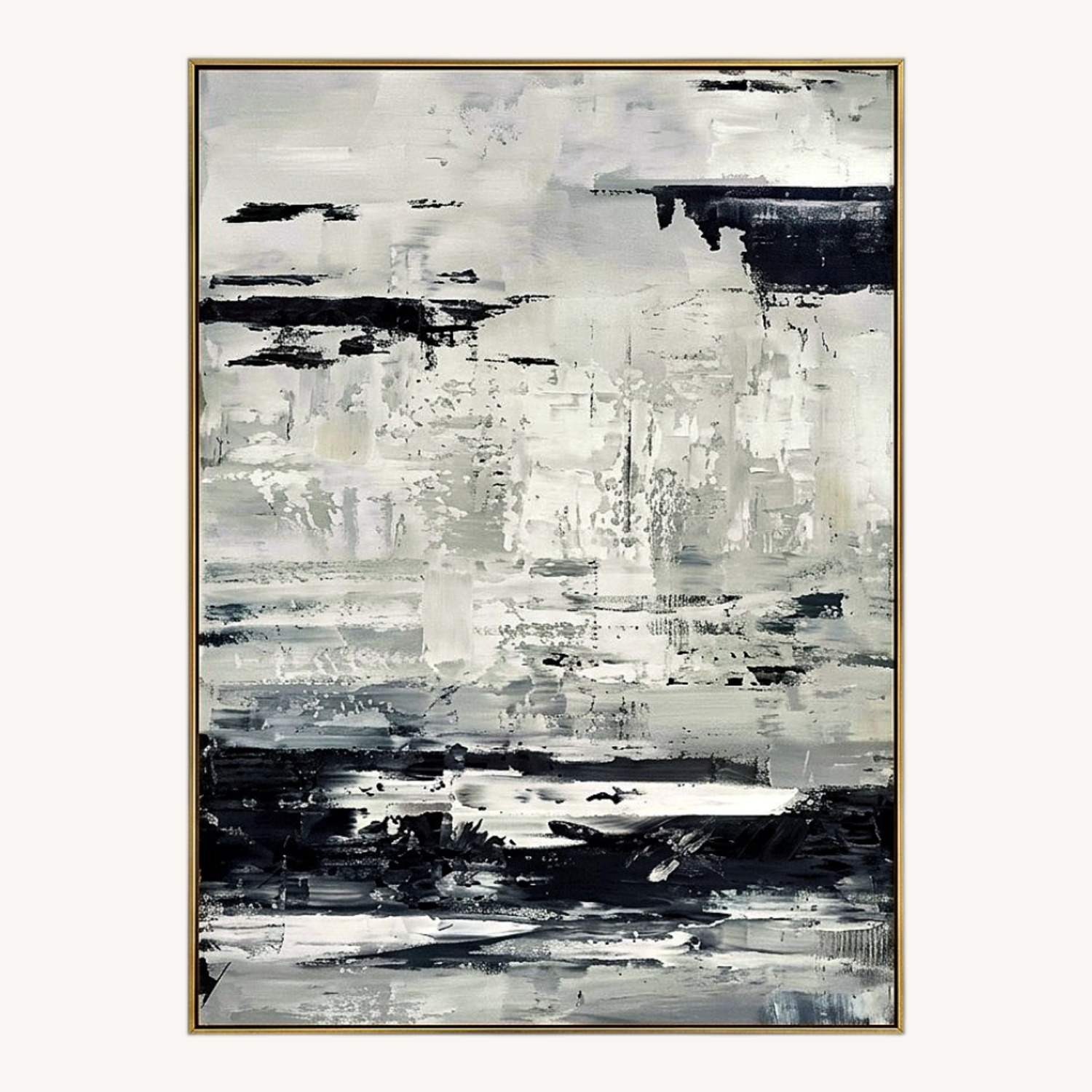 Abstract Oil Canvas Framed in Gunmetal - image-0