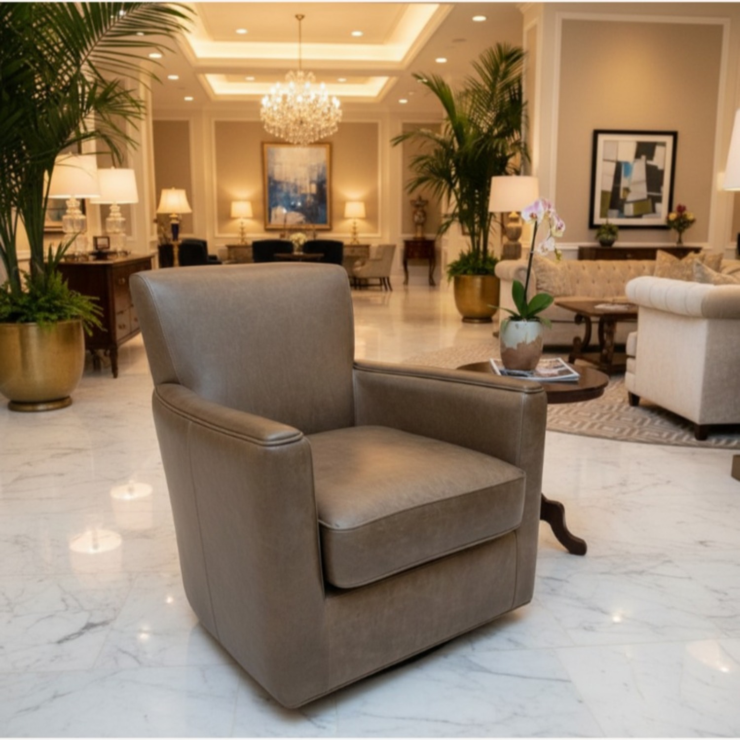 Pottery Barn Irving Square Arm Leather Chair - image-1