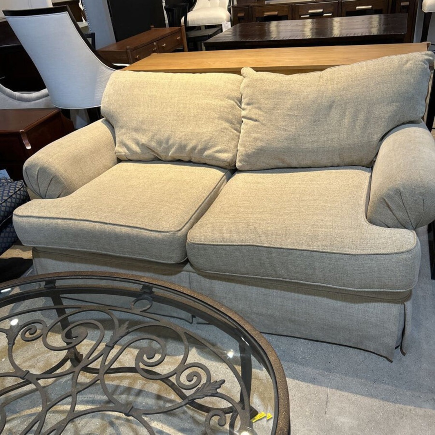 Fabric Skirted Roll-Arm Loveseat - image-2