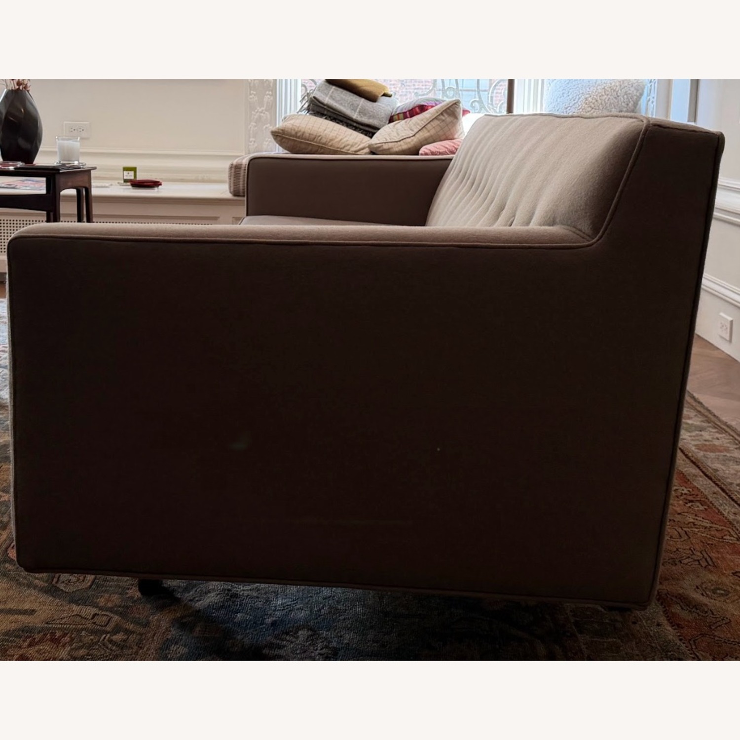Vintage/Antique Light Gray Fabric 3+ Seater Sofa - image-3