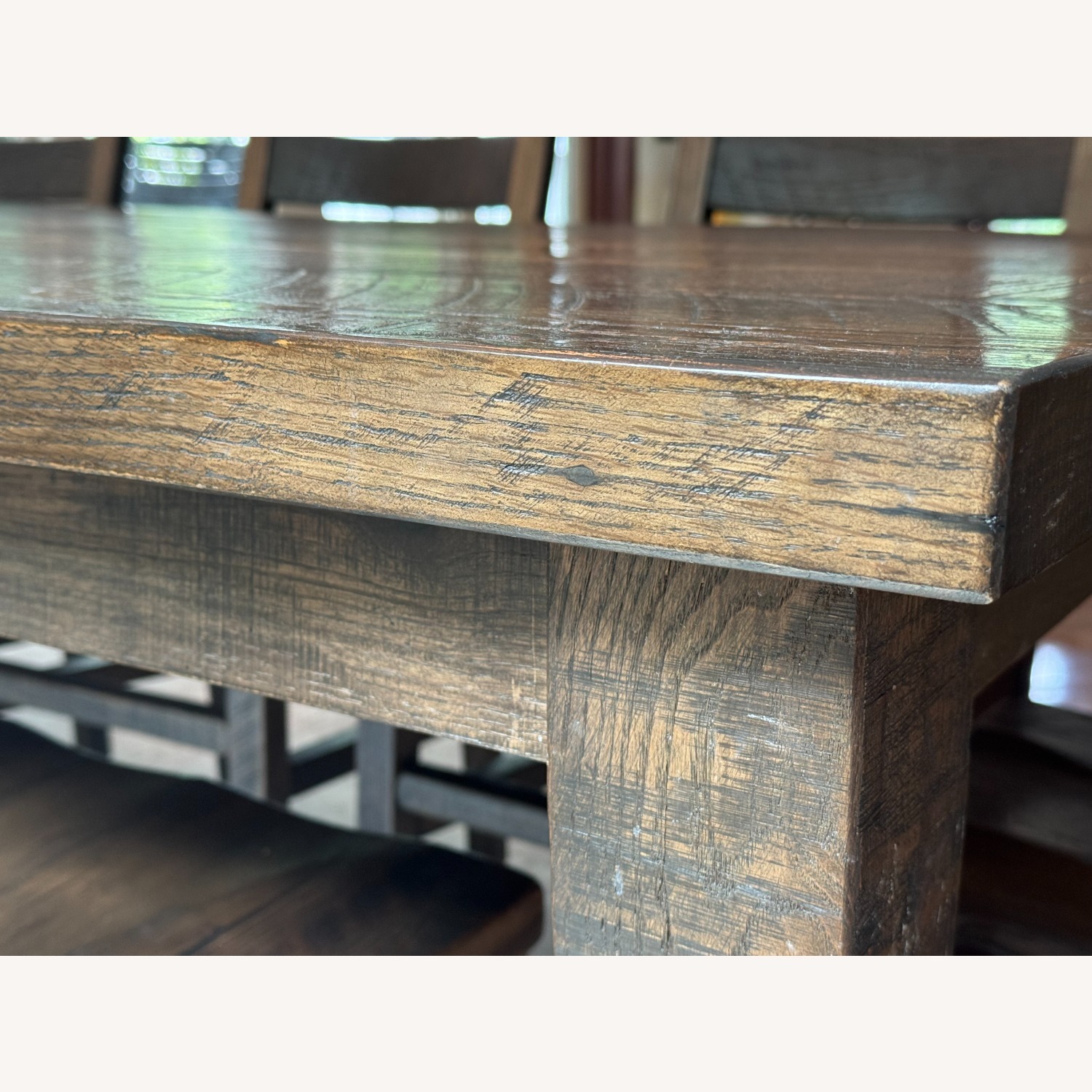 Custom Reclaimed Barn Wood Dining Set Solid Oak - image-4