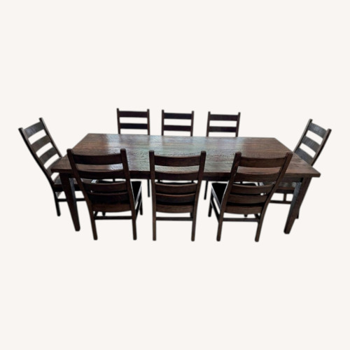 Used Custom Reclaimed Barn Wood Dining Set Solid Oak for sale on AptDeco