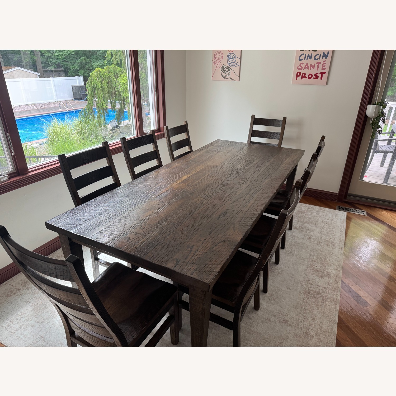 Custom Reclaimed Barn Wood Dining Set Solid Oak - image-2