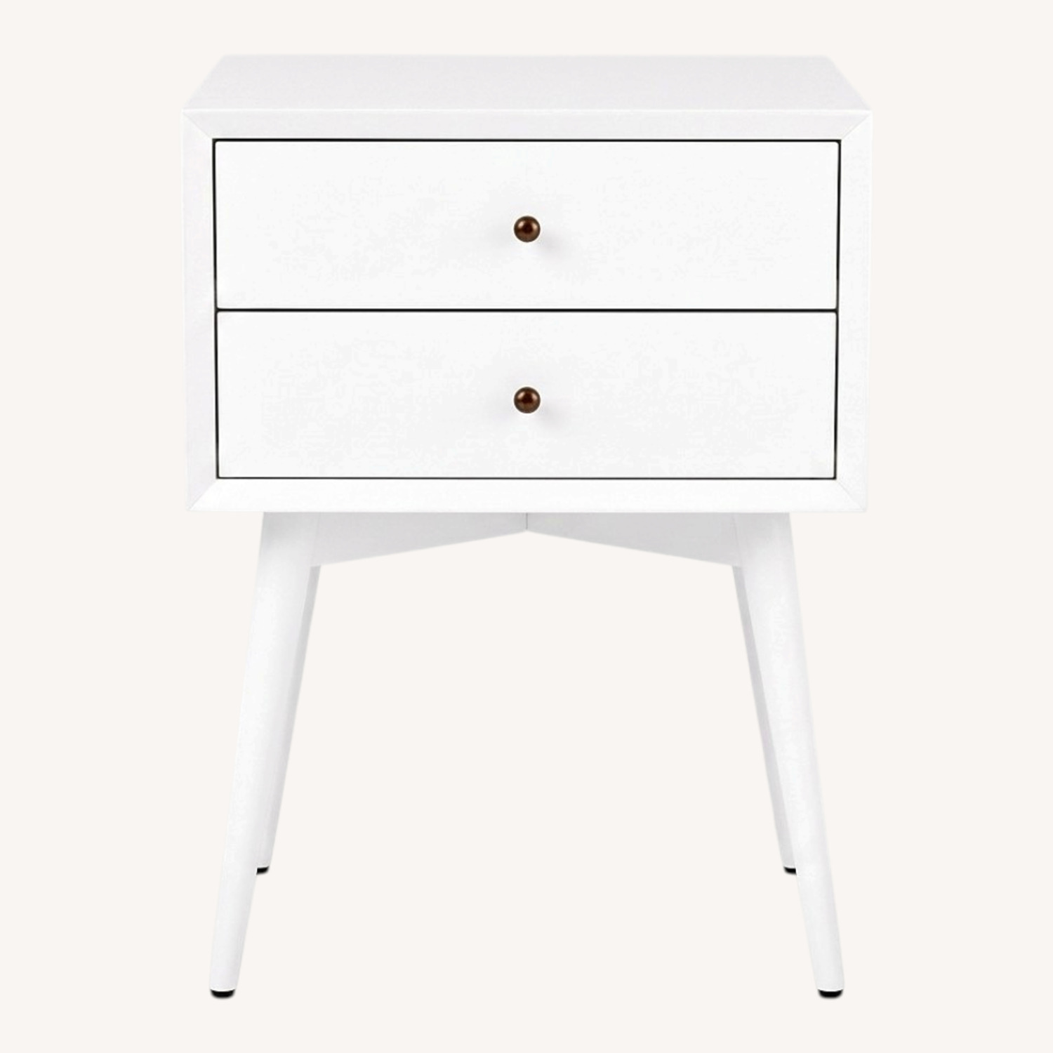 West Elm White Mid-Century Modern Nightstands - image-0