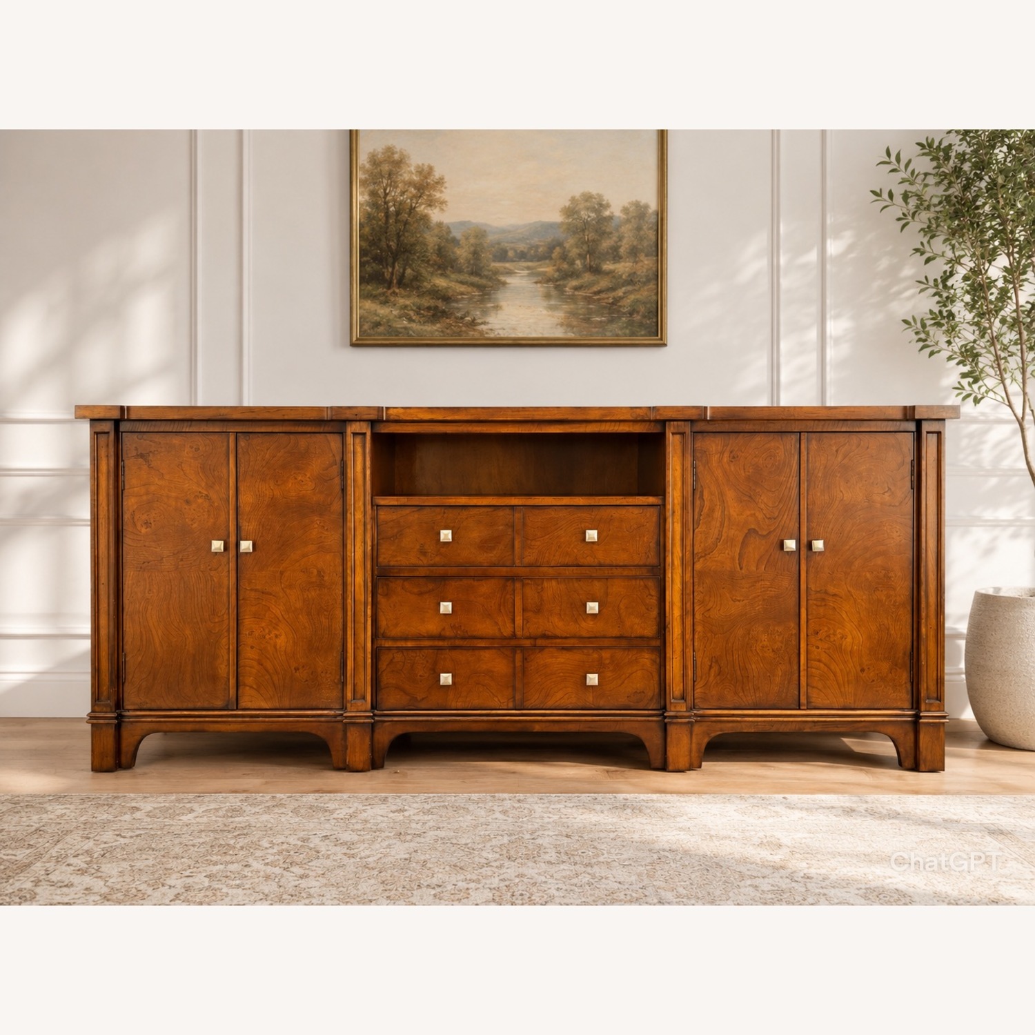 Century Furniture Dark Brown Wood Dresser/console - image-1