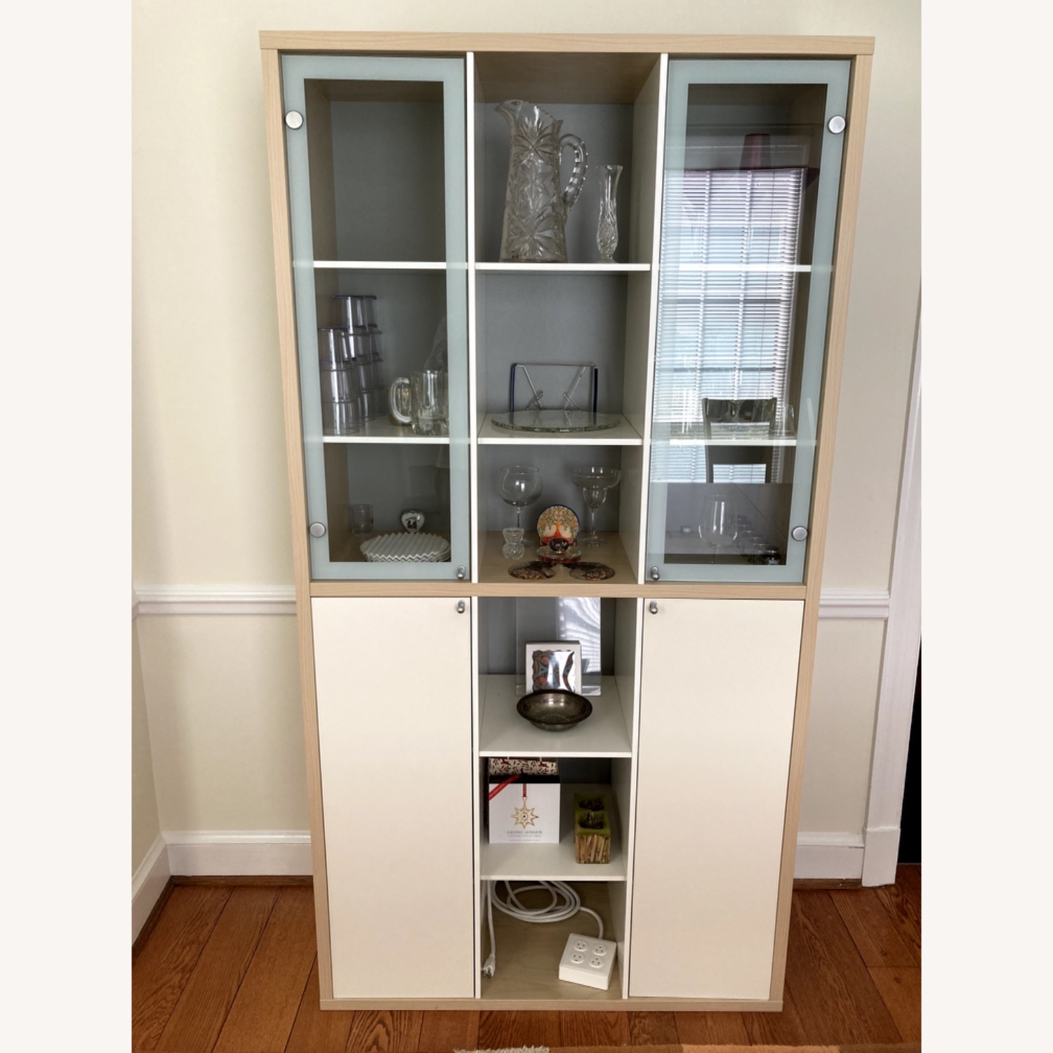 IKEA White Wood Veneer Wall Unit - image-1