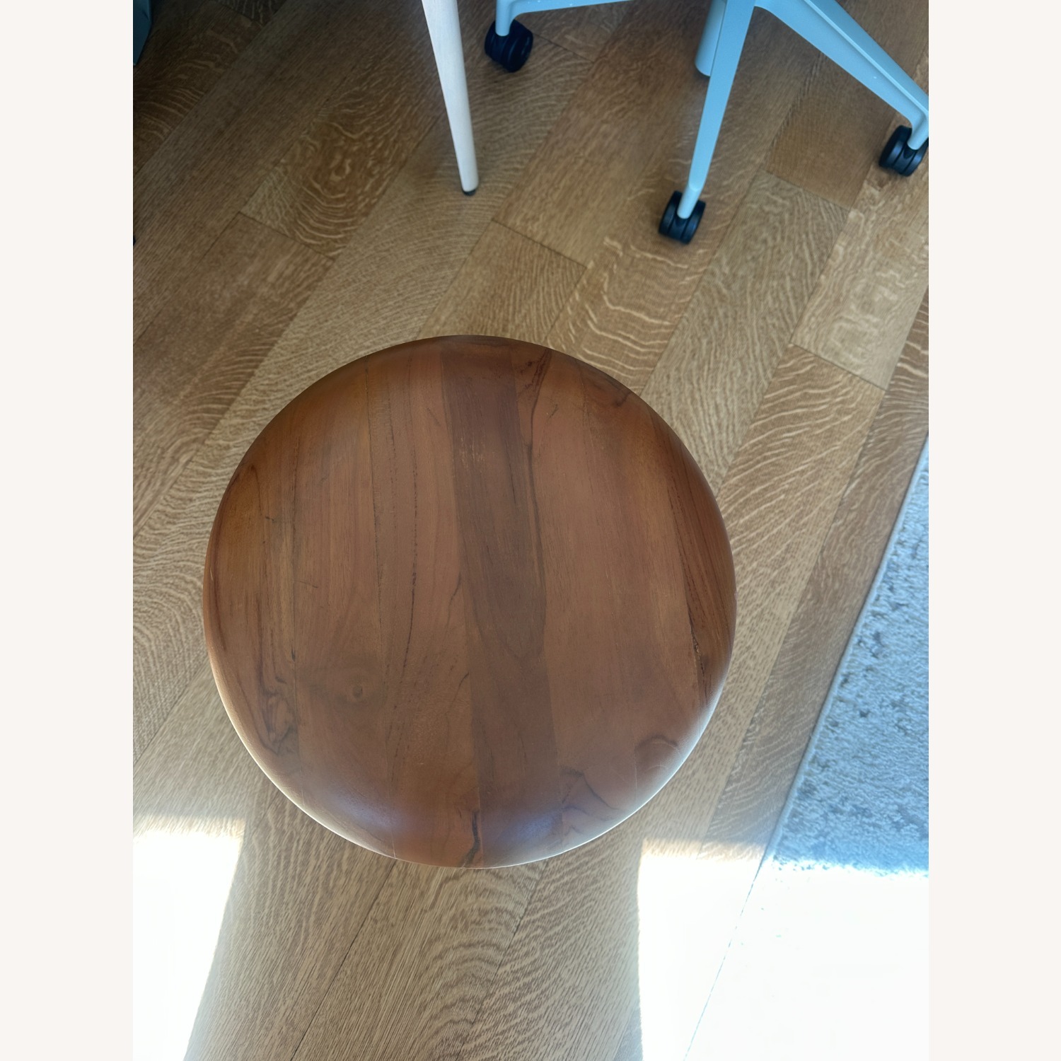 Crate & Barrel Tulio Dark Brown Wood Stool - image-1
