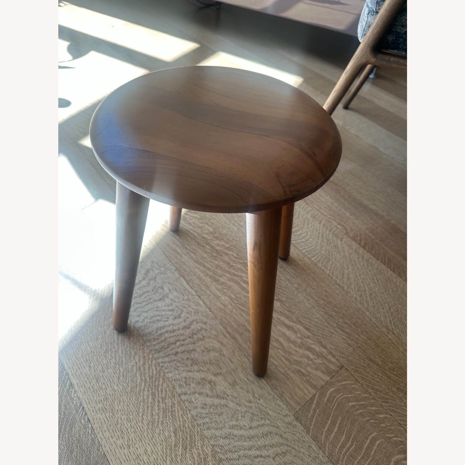 Crate & Barrel Tulio Dark Brown Wood Stool - image-2