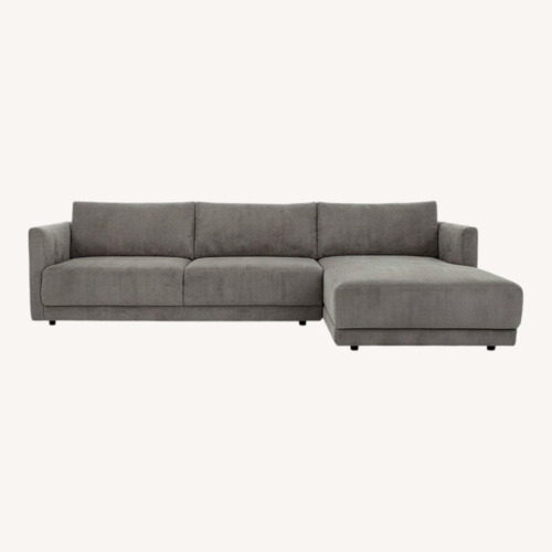 Used Kardiel Dark Gray Velvet 2 Piece Sectional for sale on AptDeco