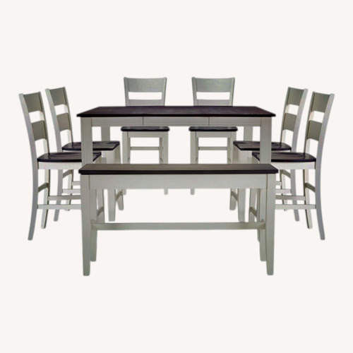 Used Bob's Discount Furniture White Wood Dining Set for sale on AptDeco