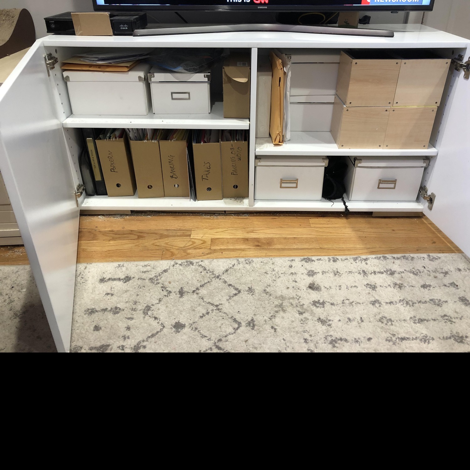 CB2 Fuel White Lacquer Credenza - image-2