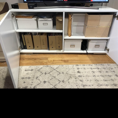 Used CB2 Fuel White Lacquer Credenza for sale on AptDeco