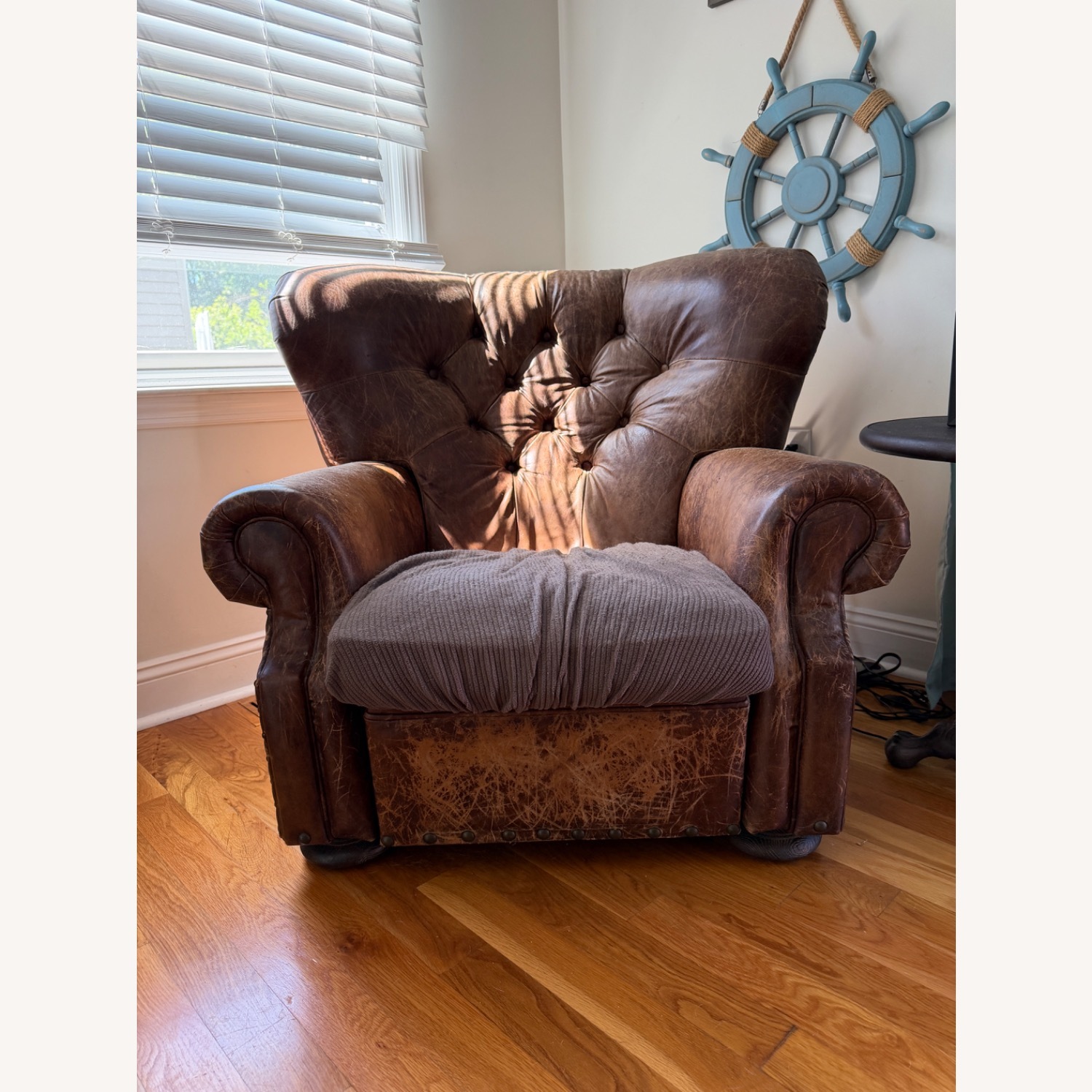 Restoration Hardware Dark Brown Leather Recliner - image-5