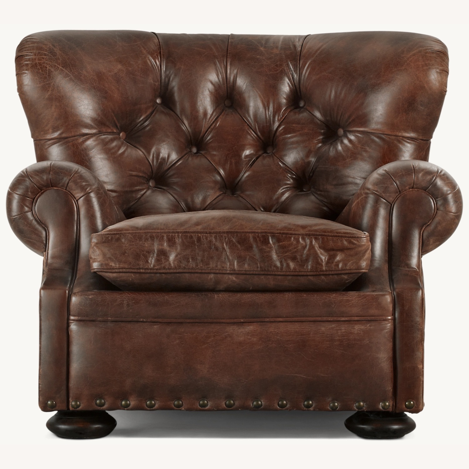 Restoration Hardware Dark Brown Leather Recliner - image-0