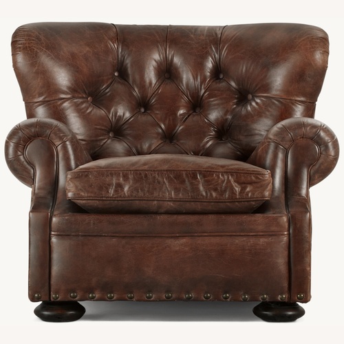 Used Restoration Hardware Dark Brown Leather Recliner for sale on AptDeco