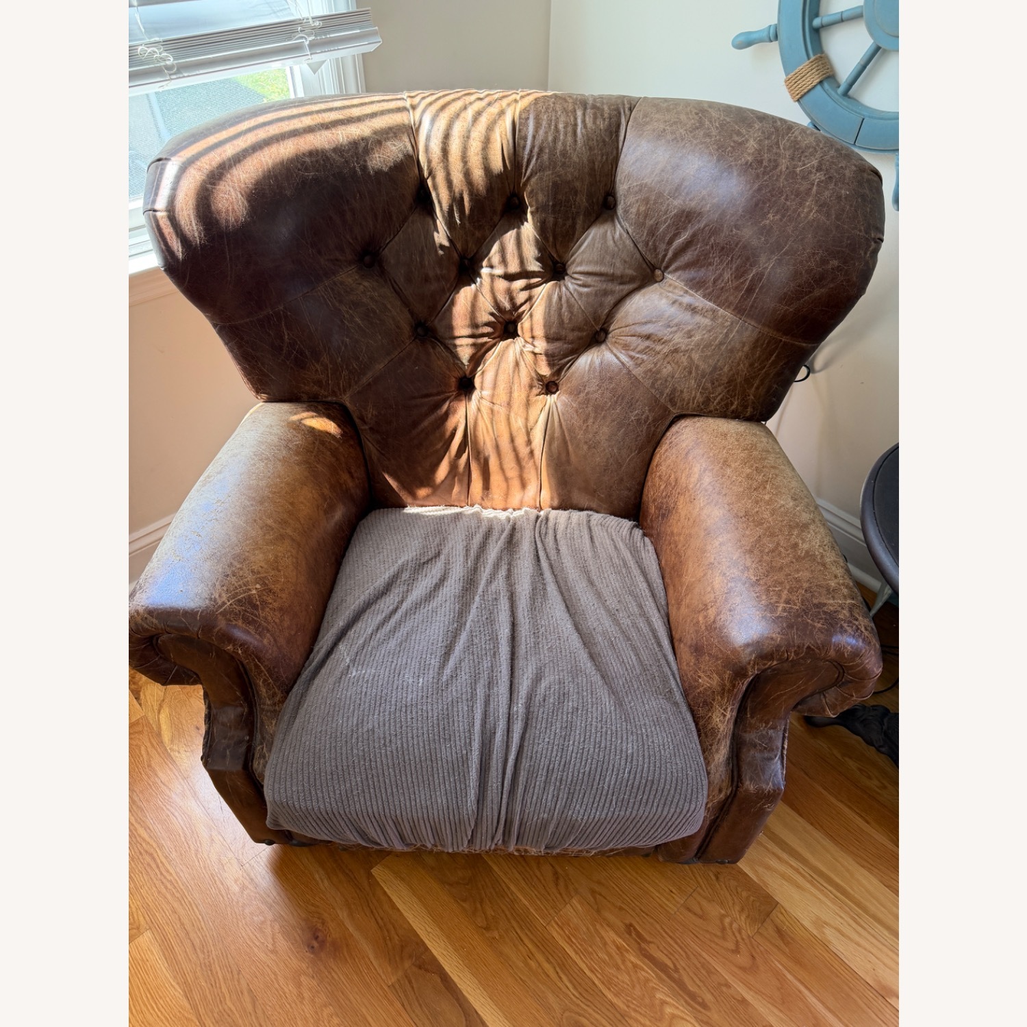 Restoration Hardware Dark Brown Leather Recliner - image-6