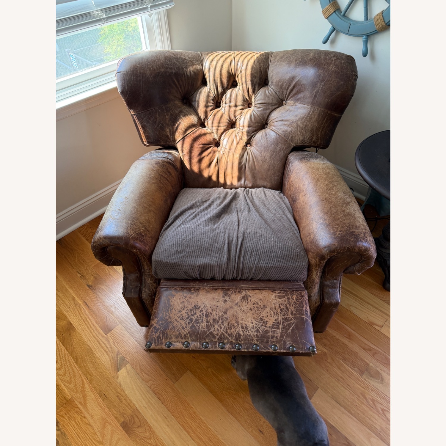 Restoration Hardware Dark Brown Leather Recliner - image-3
