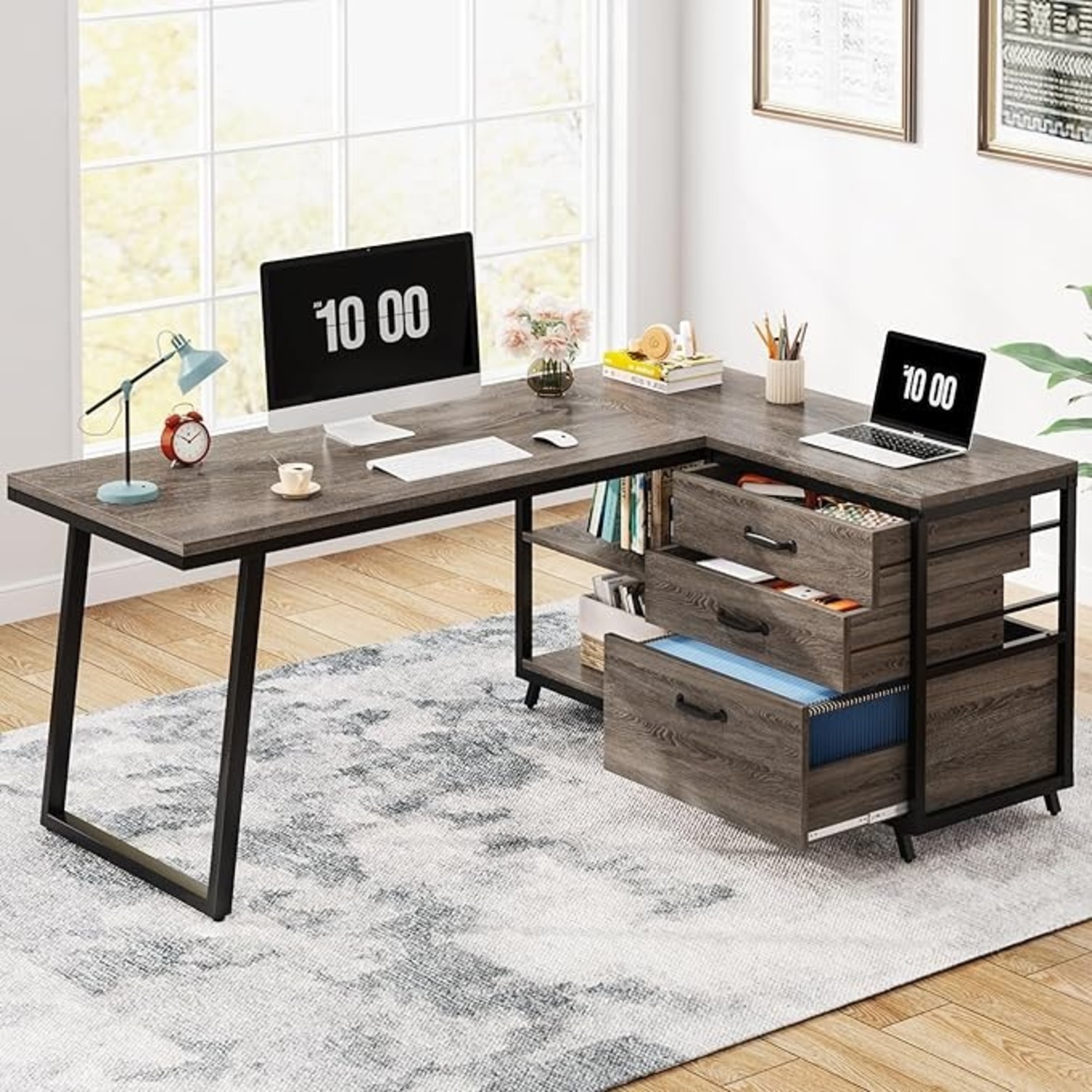 Tribesigns Light Gray Desk - image-9