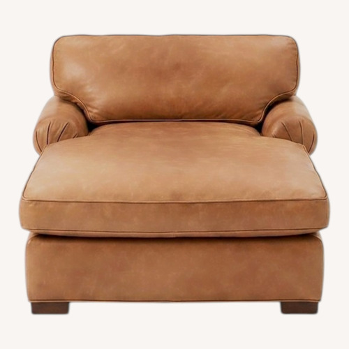 Used Vintage Warm Tan Distressed Leather Lounge for sale on AptDeco