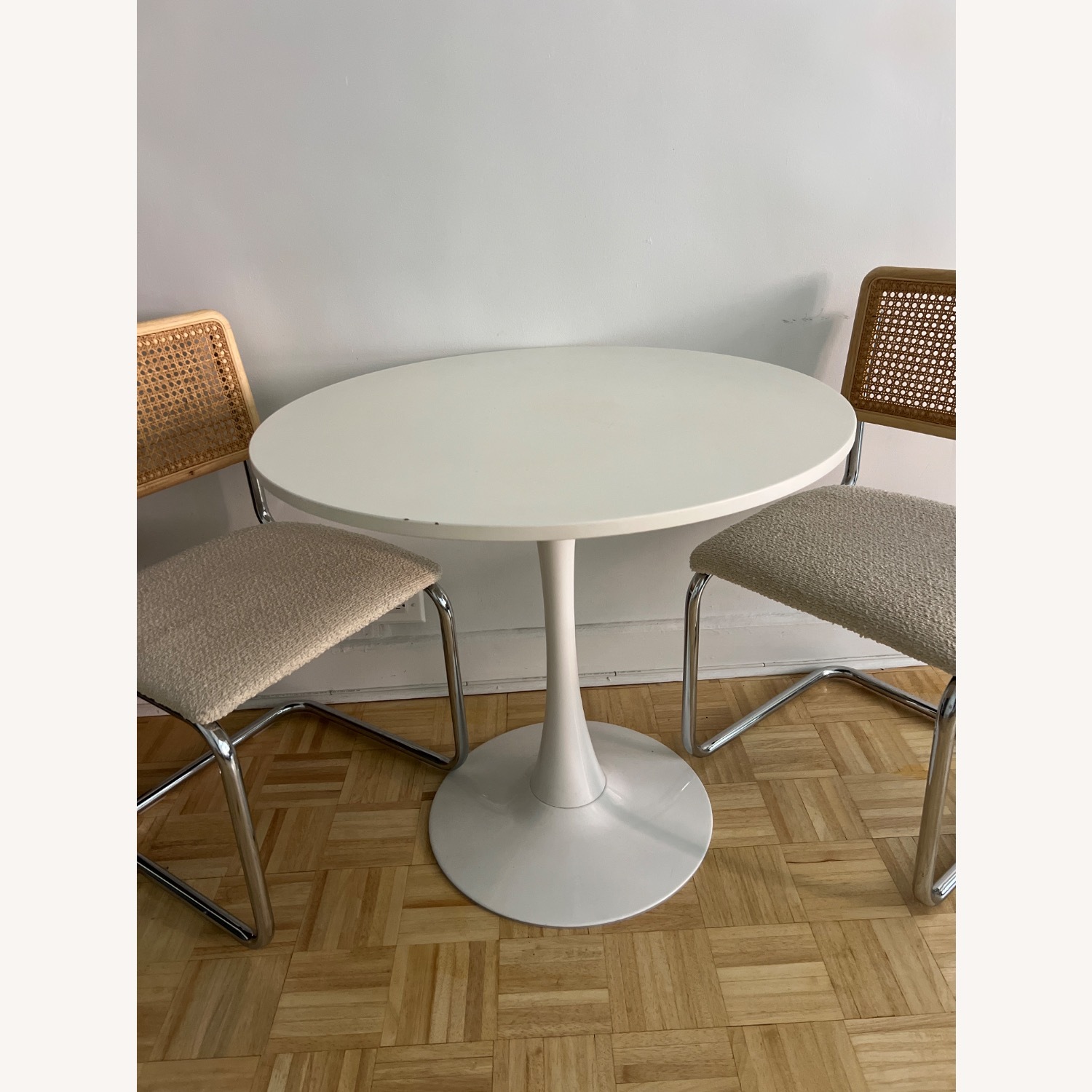 White Modern Tulip Metal Dining Table - image-1