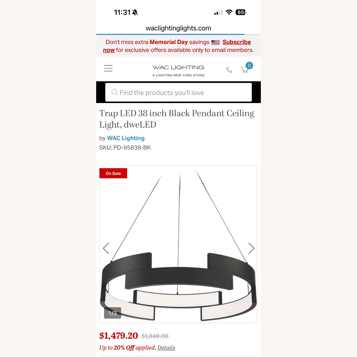 Black Metal Ceiling Lamp - image-2