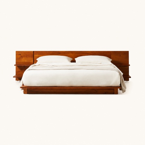Used CB2 Andes Natural Wood Queen Bed for sale on AptDeco
