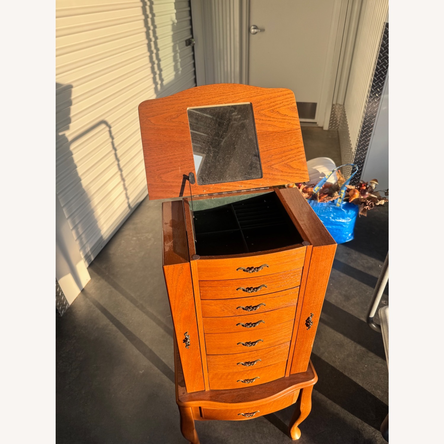 Vintage Powell Oak Jewelry Armoire - image-3