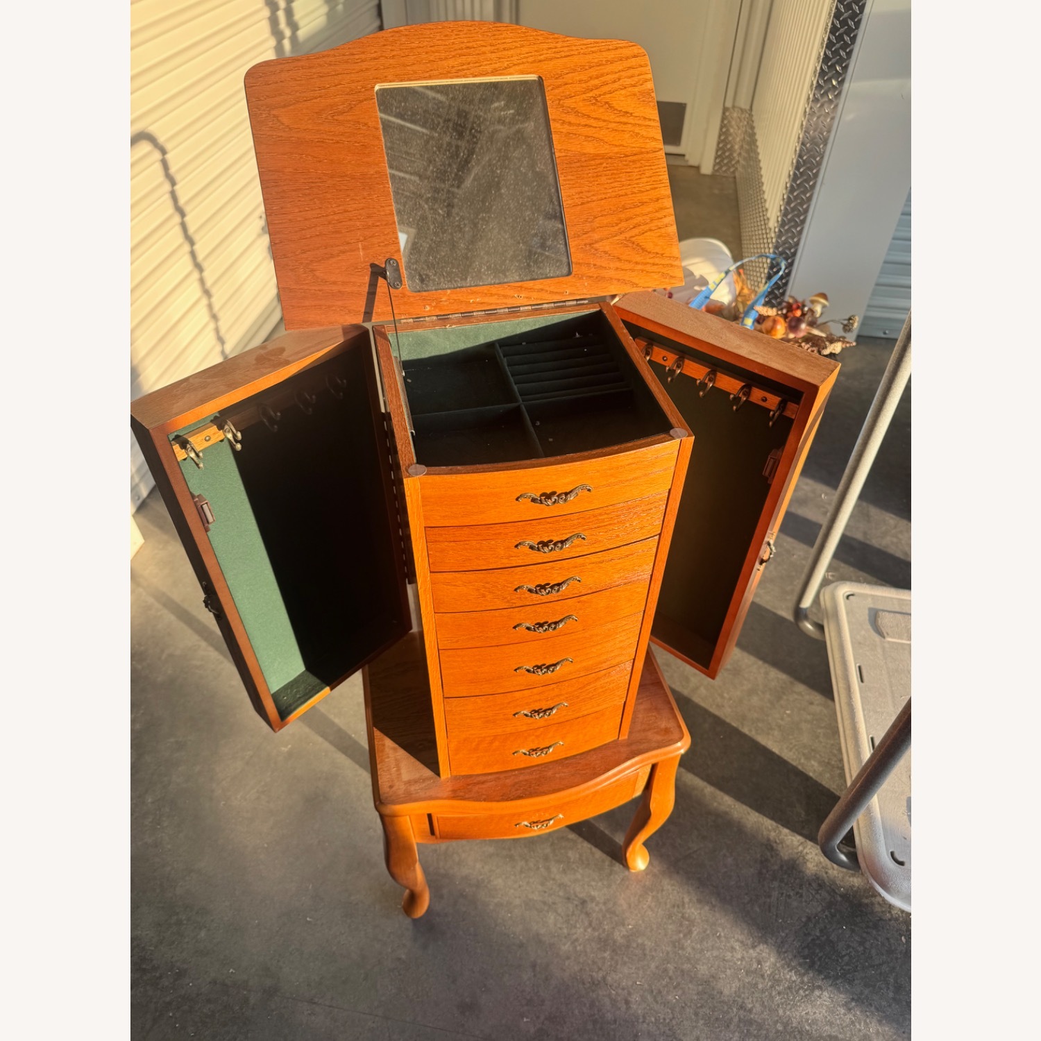 Vintage Powell Oak Jewelry Armoire - image-2
