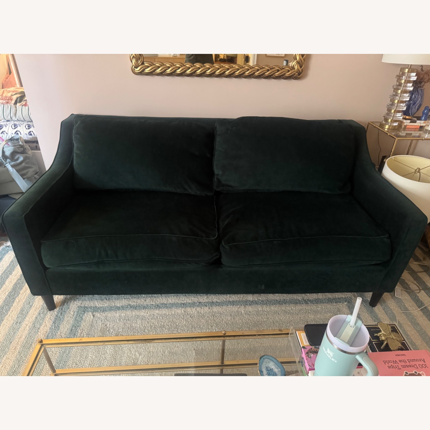 West Elm Paige Sofa - Forest Performance Velvet - image-1