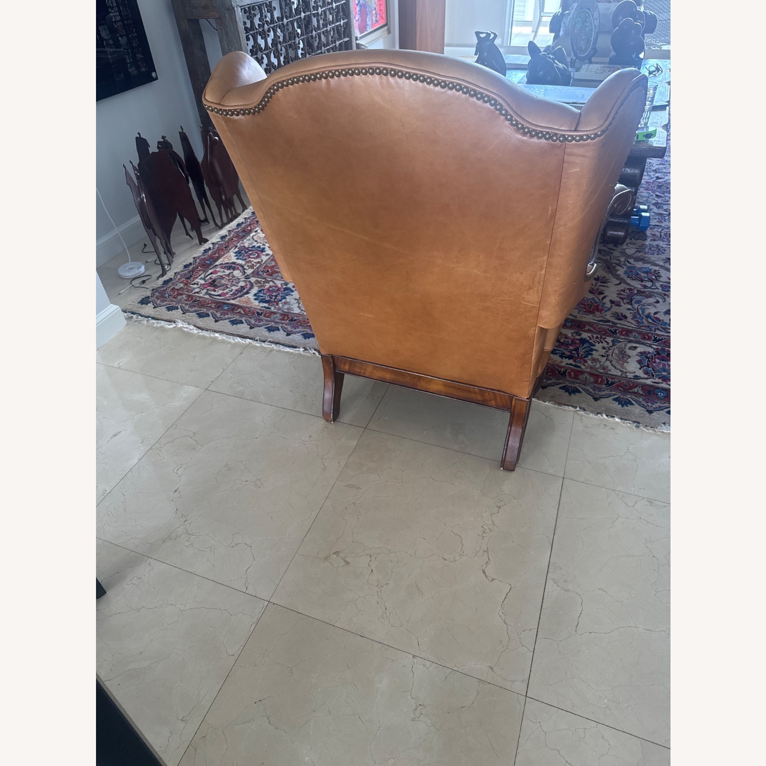 Vintage/Antique Light Brown Leather Accent Chair - image-4