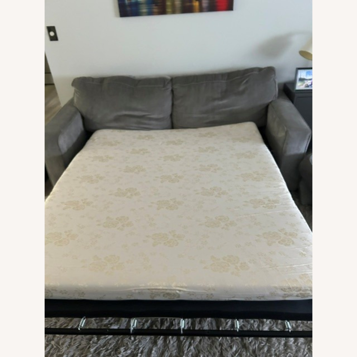Vintage/Antique Light Gray Sleeper Sofa - image-2