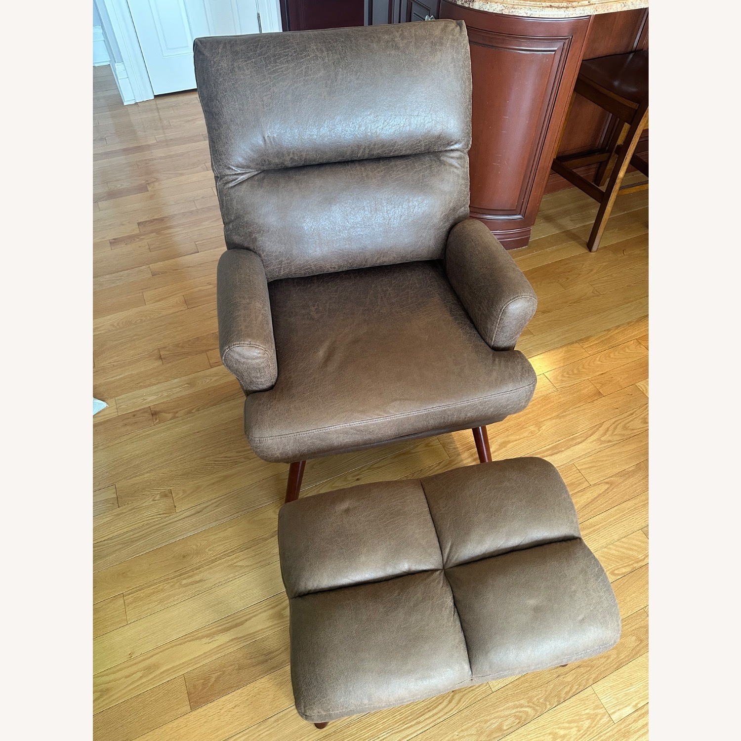 Brevick Faux Leather Accent Chair and Ottoman - image-3