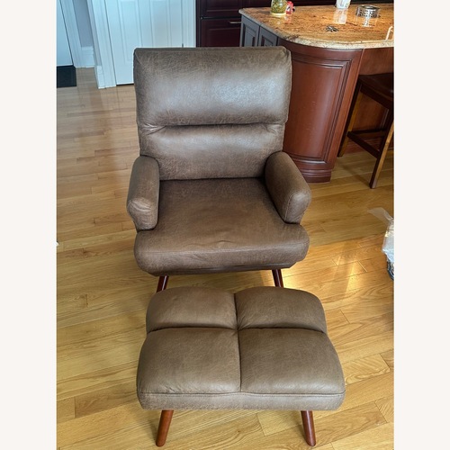 Used Brevick Faux Leather Accent Chair and Ottoman for sale on AptDeco