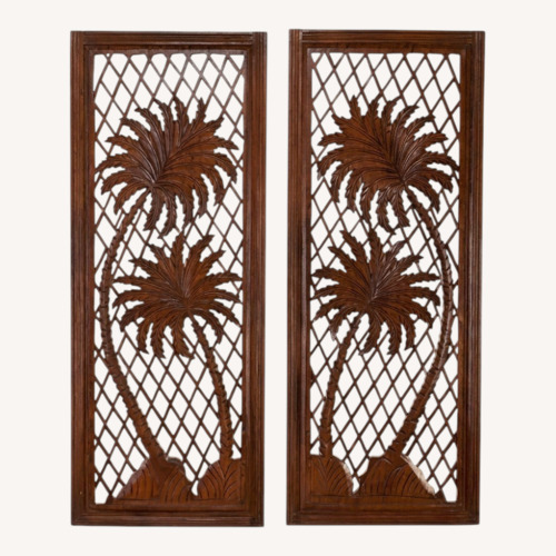Used Vintage Carved Wood Palm Mirrored Wall Panels for sale on AptDeco