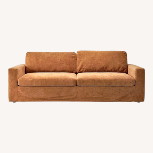Used Rust Linen Blend 3-Seater Couch for sale on AptDeco