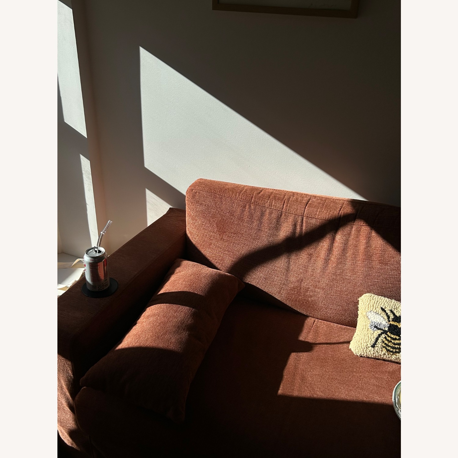 Rust Linen Blend 3-Seater Couch - image-2