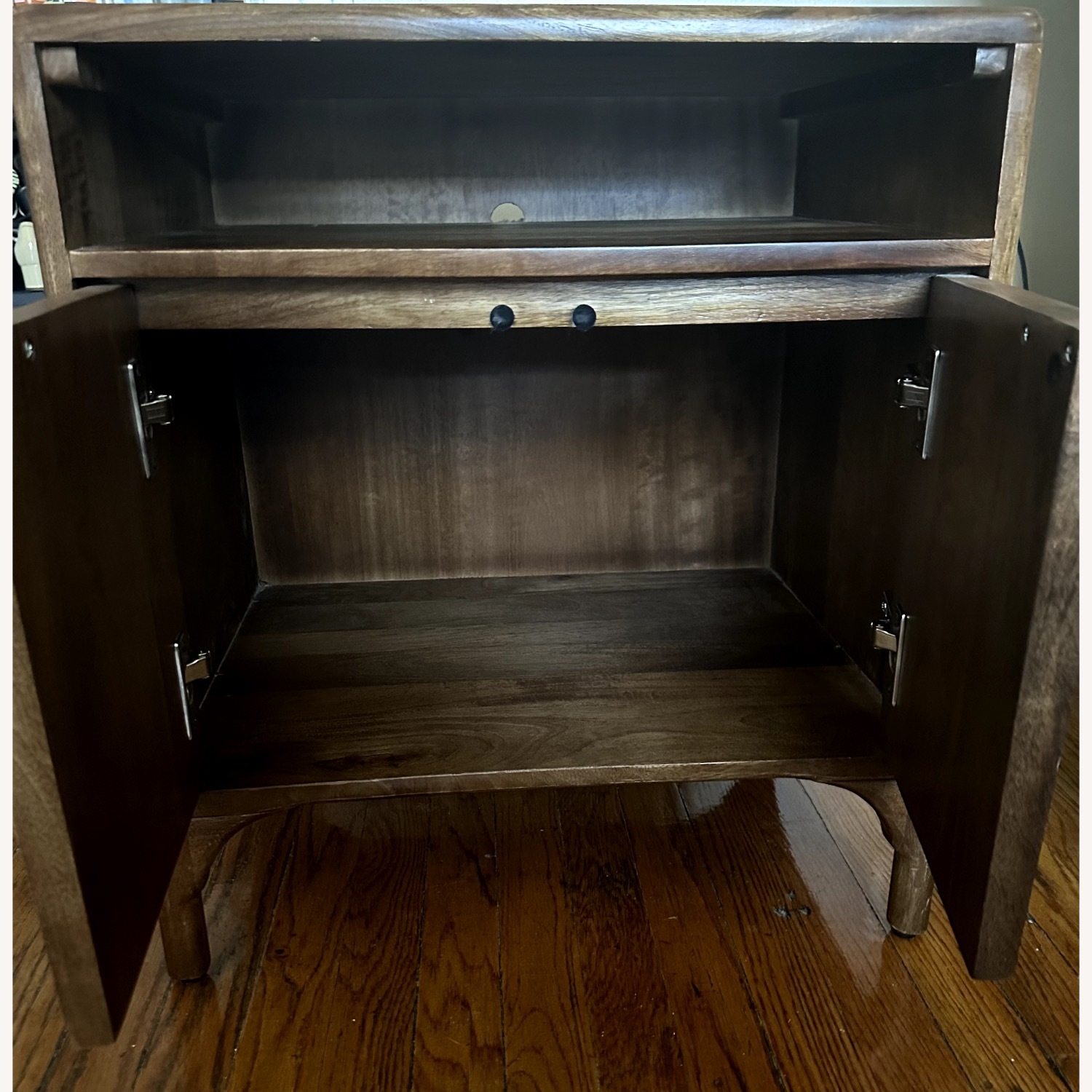 Anthropologie Dark Brown Wood Nightstand - image-3