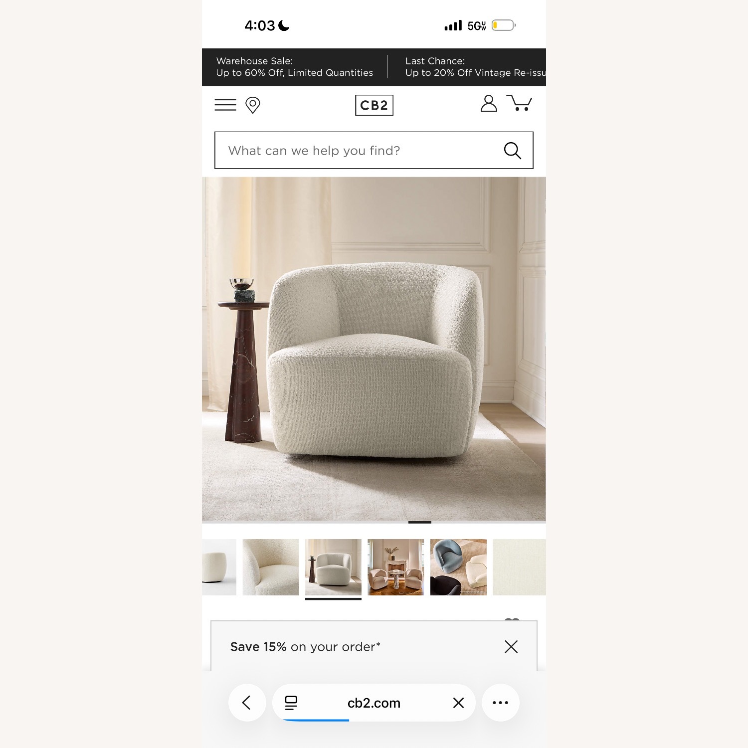 CB2 Natural Boucle Gwenyth Chair - image-3