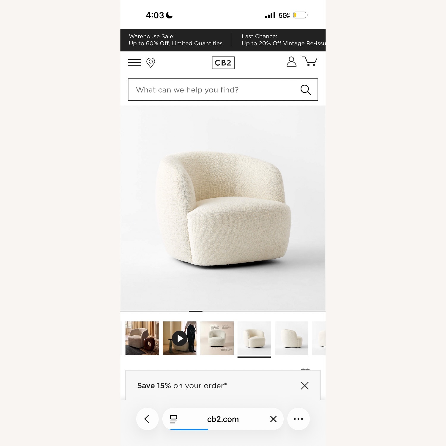 CB2 Natural Boucle Gwenyth Chair - image-4