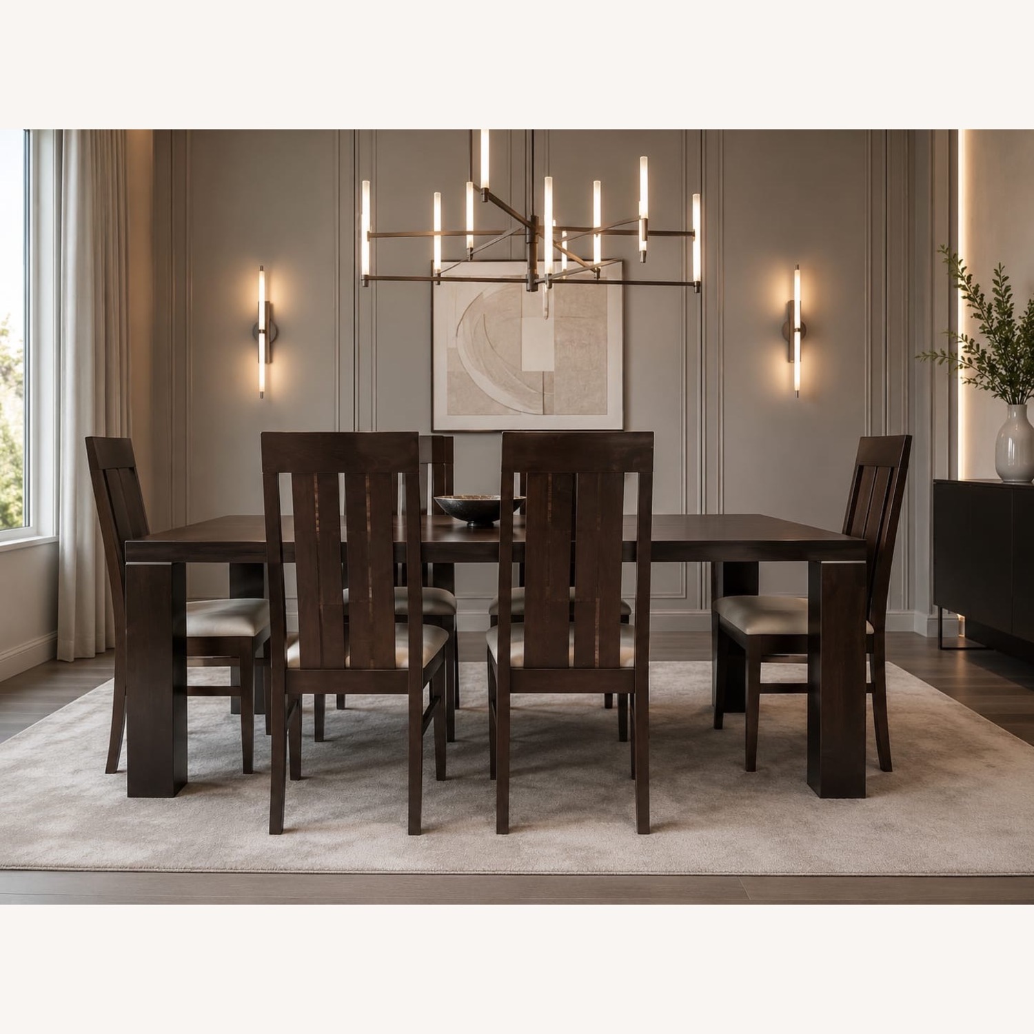 ItalModern Dark Brown Wood Dining Set - image-1